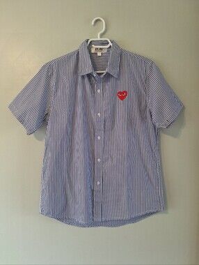 Play Comme Des Garçons Striped Short-Sleeve Shirt - L